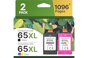 ADOCCUR 65XL Ink Cartridges Black/Color Combo Pack High-Yield Replacement for HP Ink 65 65XL Ink Cartridges Work for HP DeskJet 3755 3772 3700 3752 3722 2600 2622 Envy 5055 5000 5070 5052 (1 Black,1 Color)