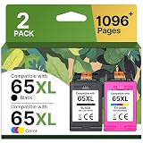 65XL Ink Cartridges Black/Color Combo Pack High-Yield Replacement for HP Ink 65 65XL Ink Cartridges Work for HP DeskJet 3755 3772 3700 3752 3722 2600 2622 Envy 5055 5000 5070 5052 (1 Black,1 Color)
