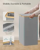 SONGMICS 200 L Laundry Basket with Lid 4-Section Large Collapsible Dove Grey view 7