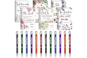 Geyee 24 Pcs Christian Gifts for Women Bulk Christmas Gifts Mini Religious Notepads and Pens Prizes Gift Bible Verse Scripture Journals for Church Women Coworkers Office Travel Favors(Bible)
