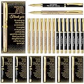 Feifeiya 50 Set 70th Birthday Party Favor for Guest Anniversary Party Favor with Black and Gold Ballpoint Pens and Thank You Cards for Women Men Birthday Anniversary Appreciation Gifts