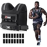 ZELUS Weighted Vest Men, 23/36/45 lb. Weight Vest with 10/16/20 Adjustable Iron Weights for Muscle Building Strength & Functional Training, Weighted Vest for Men with Reflective Strips.