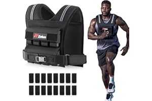 ZELUS Weighted Vest Men, 23/36/45 lb. Weight Vest with 10/16/20 Adjustable Iron Weights for Muscle Building Strength & Functional Training, Weighted Vest for Men with Reflective Strips.