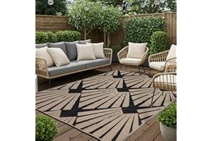 BUPPLEE Reversible Outdoor Plastic Straw Rug 5x8 Ft, Waterproof Foldable Camping Mat with Uv Protection, Quick-Dry Plastic Straw Patio Carpet for Deck Rv Porch Backyard Black & Brown