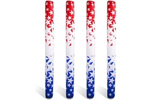 UPPER MIDLAND PRODUCTS 4 Pack Inflatable Jumbo Pool Noodles Floats Tube Measures 72" - Foot Pump Included - American Flag Theme, Great for Summer July 4 Backyard Pool Parties