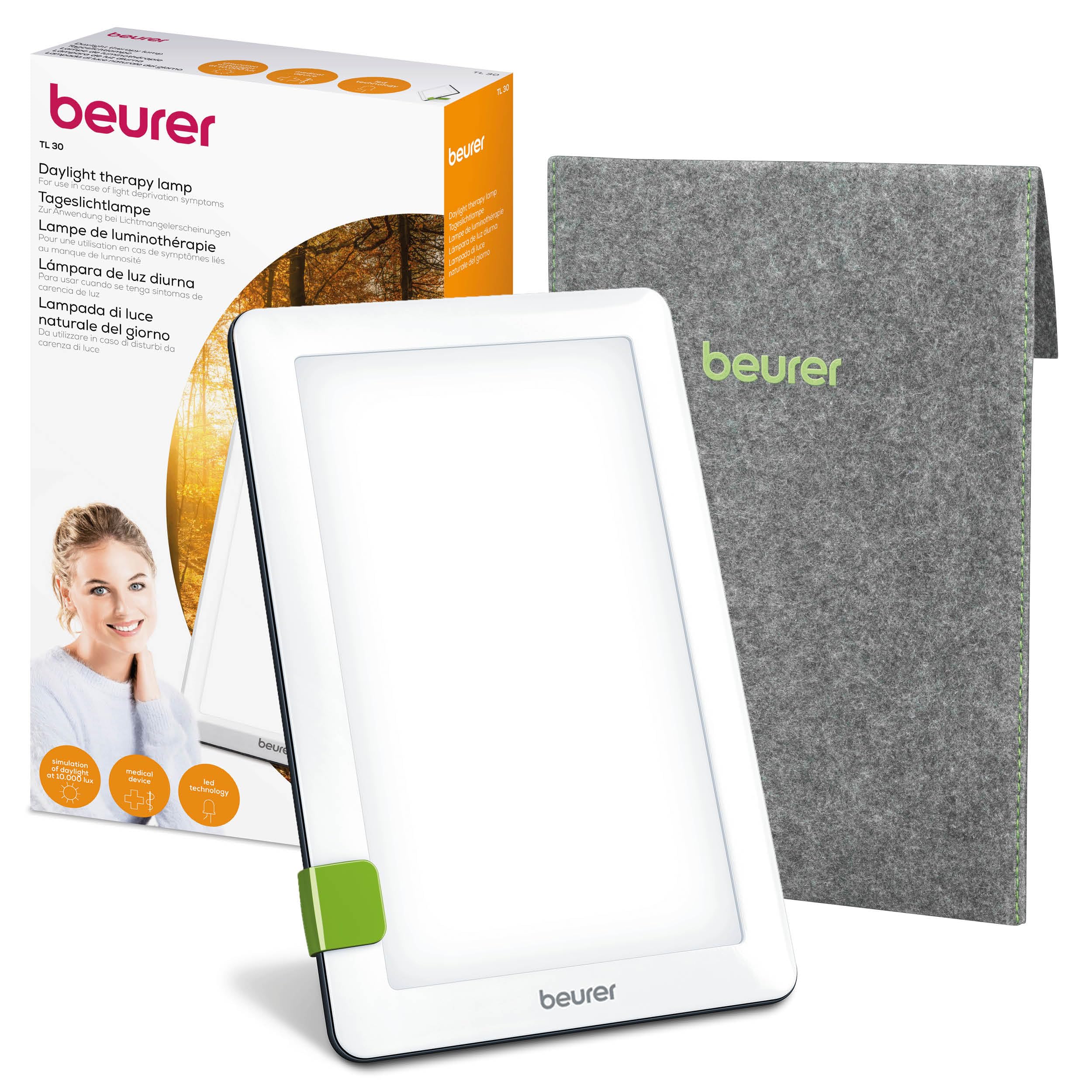 Beurer TL30UK SAD Lamp | Helps combat seasonal affective disorder | Daylight therapy lamp with 10,000 lux | Adjustable stand and travel bag | UV-free LED light therapy | Medical device — image 1