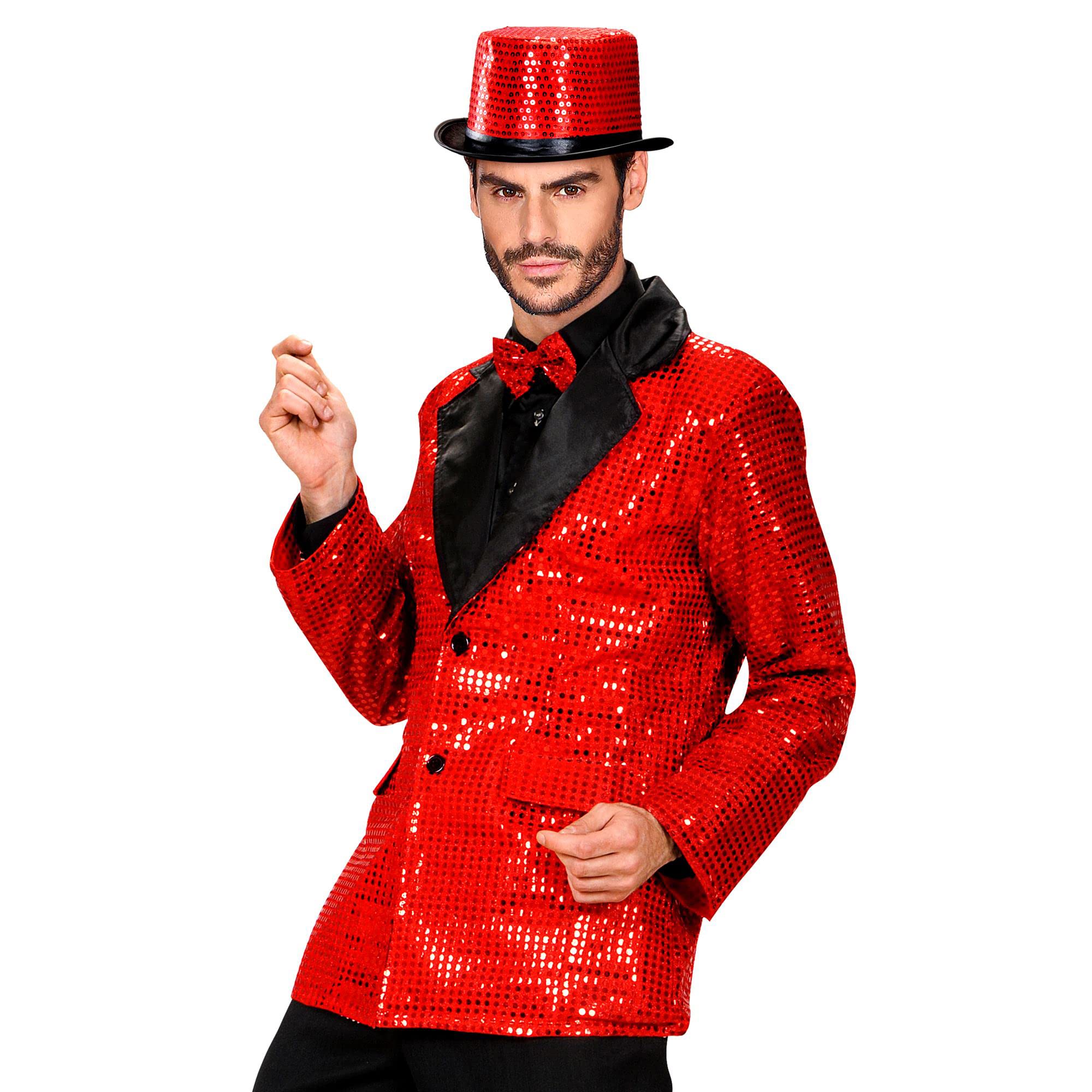 Sequin Jacket withSatin Collar - Red Accessory for Fancy Dress
