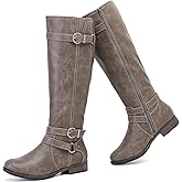 Ruiee Knee High Boots for Women Classic Comfort Riding Combat Boot Round Toe Side Zipper Long Tall Fall Winter Womens Boots.