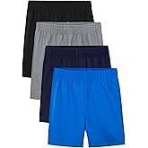 Resinta 4 Pack Toddler Boy Shorts Elastic Waist Boys Athletic Basketball Soccer Shorts Summer Pull-On Comfort for Playwear
