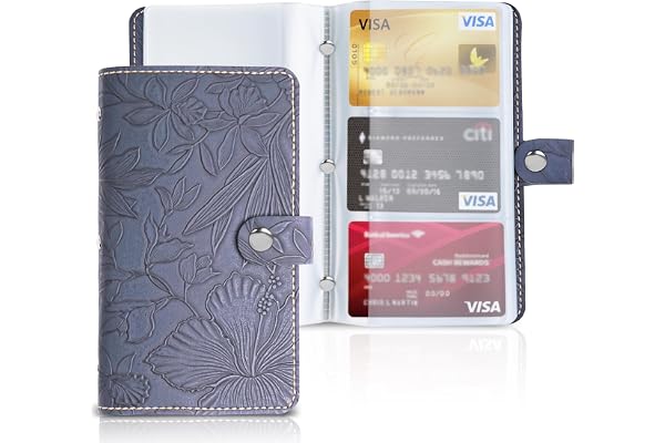 Business Card Holder Book,Lvkjafaz Business Card Book Case PU Leather Organization Binder Name ID Card Holder for Men & Women