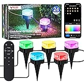 Outdoor Ground Lights, 98FT Pathway Lights 24 Pack , RGB+IC Patio Decorations, IP67 Waterproof, Compatible with Alexa Google Assistant, White, Music Modes, Light for Patio Pathway Lawn Yard Driveway