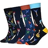 Wish Island Men's 5 Packs Fun Crazy Animal Cotton Casual Crew Socks
