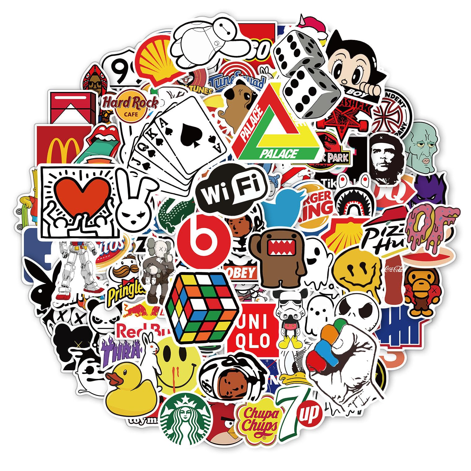 Cool Brand Stickers, 100pcs Street Fashion Cartoon Aesthetic Stickers, Waterproof Vinyl Graffiti Decals for Guitar Luggage Skateboard Bicycle, Teens and Adults — image 1