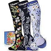 Lalapapa Cute Compression Socks for Women - 3 Pairs 20-30 mmHg Graduated Support Lightweight for Daily Wear Travel Nurse