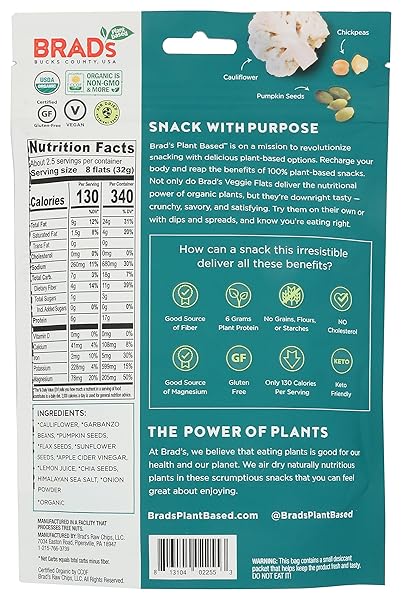 BRAD’S RAW ORGANIC SEA SALT CAULIFLOWER VEGGIE FLATS, 3 OZ