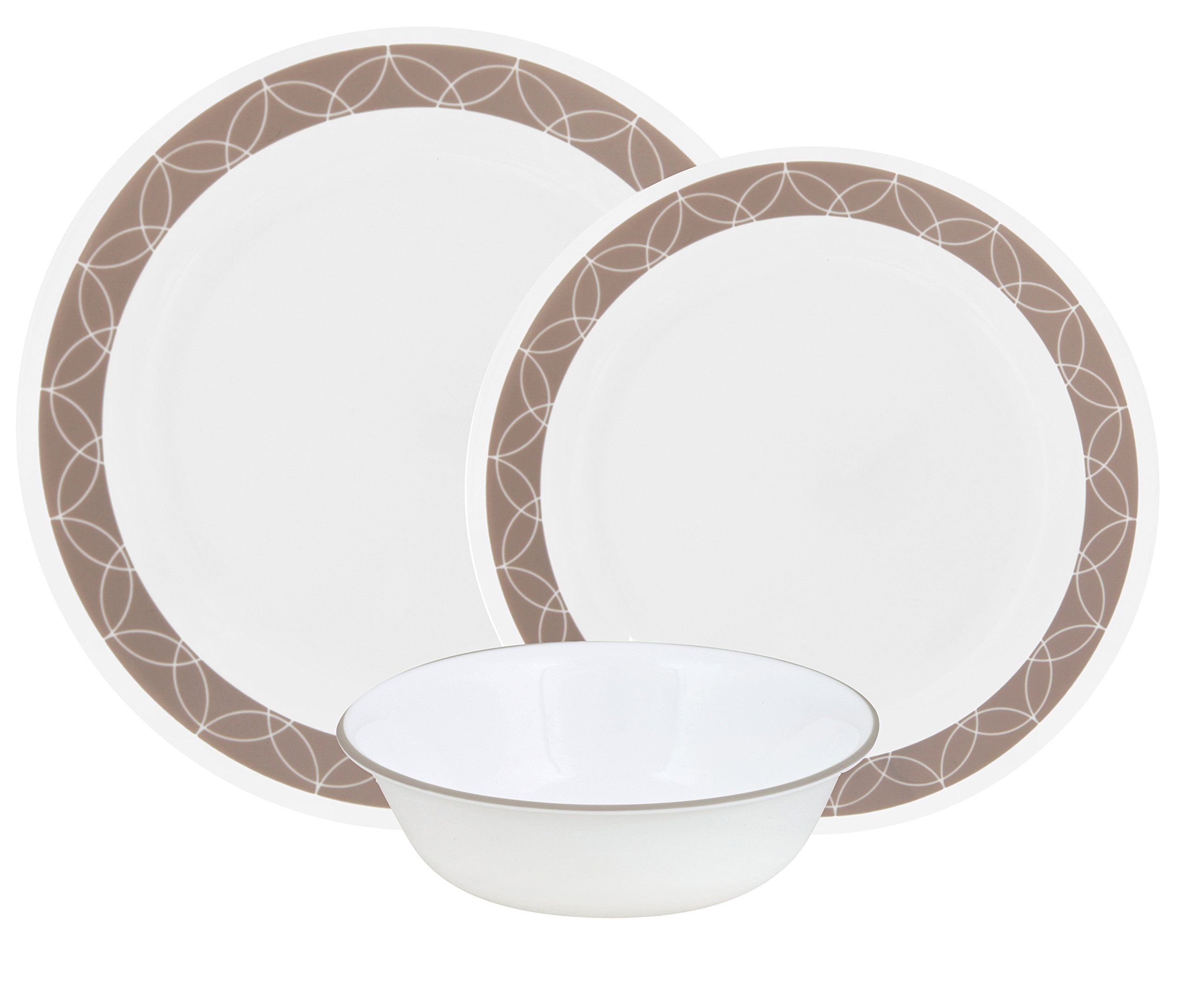 Corelle 1127004 Sand Sketch Chip & Break Resistant 12pc Dinner Set, Service for 4, Brown, 27.94 x 12.38 x 26.67 cm