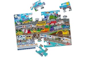 Melissa & Doug Traffic Jam, City Vehicle Themed Jumbo Floor Puzzle, 24-Piece Jigsaw Puzzle with Multiple Vehicles, 3 x 2 Foot
