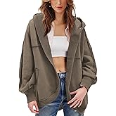 FASEMONPIE Womens Oversized Hooded Cardigan Jacket Open Front Raglan Sleeve Sweatshirt 2025 Fall Winter Outfits with Pockets