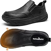 Orthopedic Diabetic Leather Dress Shoes: Wide Toe Box Comfortable Arch Support Plantar Fasciitis Oxford for Mens, Orthotics Hammer Toes Flat Feet Casual Slip On Loafers for Foot and Heel Pain Relief