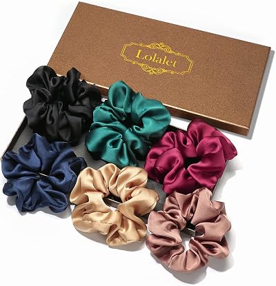 Lolalet Satin Hair Scrunchies 6 Pack Style D for Women Girls