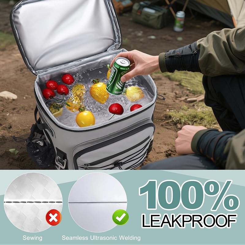 Sac à Dos Isotherme, 30L Grand Sac Glaciere Étanche, Sac a Dos de Pique-Nique Thermique Imperméable pour Homme & Femme