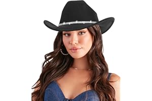 CAYSEP Women-Rhinestone-Western-Cowboy-Hats - Vintage-Wide-Brim-Cowgirls-Hat Bling-Diamond-Hat for Disco Music Party M/L