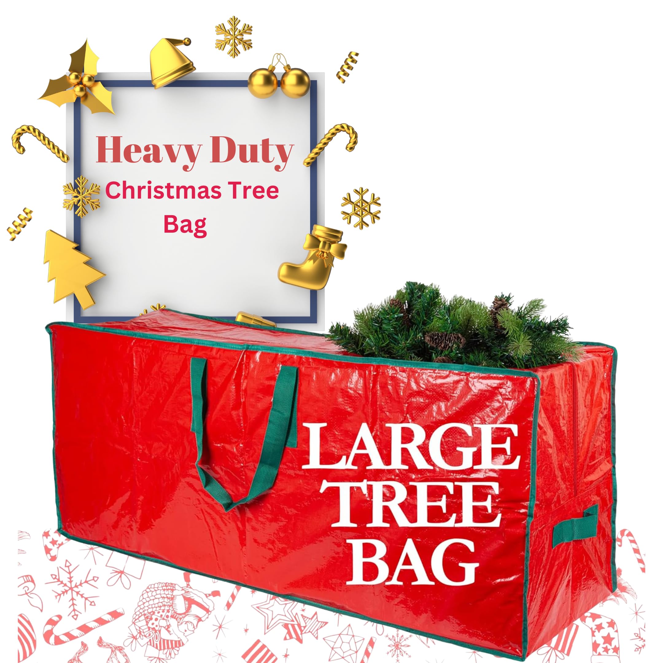 iN Christmas Tree Storage Bag with Handles – Heavy Duty - Xmas Tree Storage Bag, Fits Up to 6ft Tall Trees - Waterproof with Durable Handles & Zipper