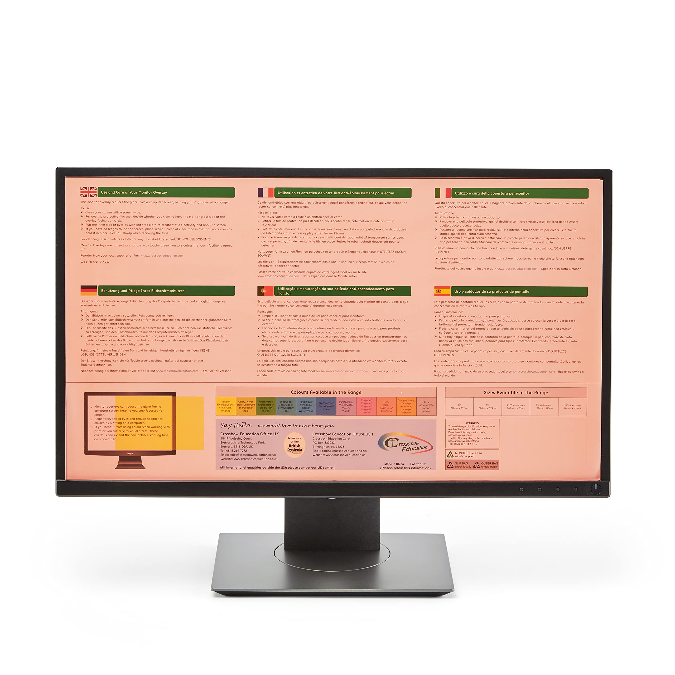 Crossbow Education 23-Inch Widescreen Monitor Overlay - Pink