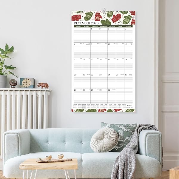 SUNEE 2026 WALL CALENDAR EXTRA LARGE 17″X27″, 21 MONTH CALENDAR (ENDS JUNE 2027), VERTICAL LARGE MONTHLY CALENDAR 2026-2027 FOR WALL, SEASONS COLOR