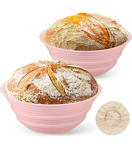Kit Complet Banneton Silicone Pliable X2 (Rond & Ovale) + Accessoires Boulanger – Panier Levain Anti-adhésif, Grattoir, Lame, Pinceau, Fouet
