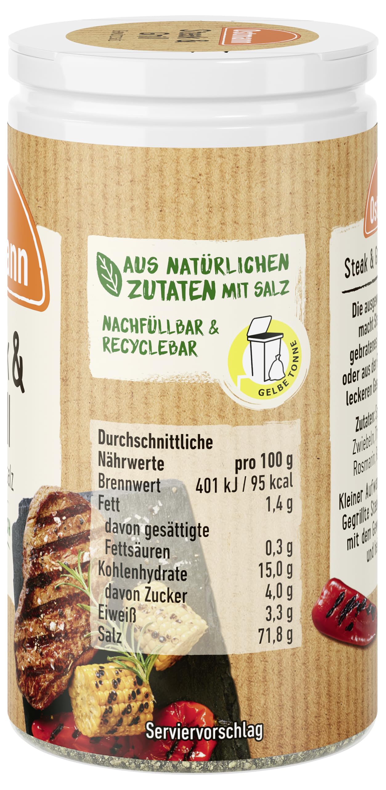 Ostmann Gewürze – Steak & Grill Gewürzsalz, leckeres Gewürzsalz zum Grillen & Anbraten von würzigen Steaks, ideal auch für Grillgerichte ohne Fleisch, 60 g 4