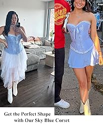 SZIVYSHI Sky Blue Corset Top for Women - Overbust