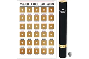 Divalis Major League Ballparks Scratch off Poster - Large Easy to Frame Baseball Parks Checklist - American National Baseball Stadium Map - Scratcher Included