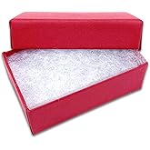 TheDisplayGuys - 25-Pack #21 Cotton Filled Cardboard Paper Jewelry Boxes Gift Case - Matte Red (2.6" x 1.6" x 1.0") - for Shipping or Storage