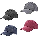 4 Pcs Washed Plain Baseball Cap, Twill Adjustable Unisex Cotton Baseball Cap Vintage Dad Hat Men/Women/Teenagers