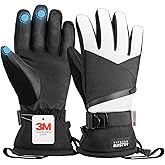 OutdoorMaster Ski Snow Gloves for Women & Men, 3M Thinsulate Waterproof Snowboard Gloves for Winter Warm Windproof Snowmobile with Double-Pocket