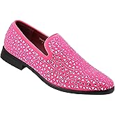 SPK27 Men's Rhinestone Sparkling Suede Dress Shoes Loafer Classic Designer Moccasins