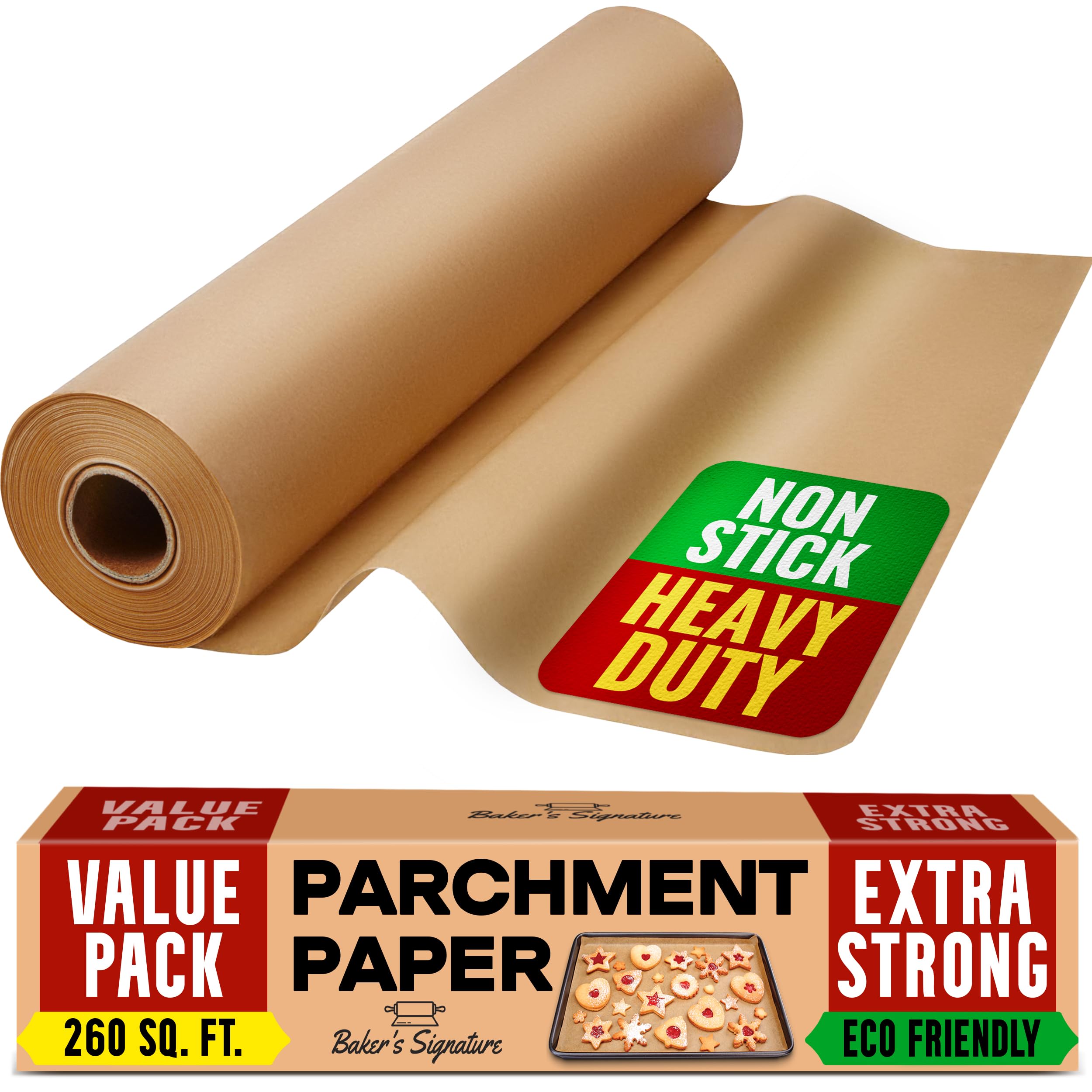 Baking Paper Roll 38cm x 64m – Non-Stick Unbleached Parchment Paper with Cutter for Baking, Cooking, Grilling, Steaming, Air Fryer – Baker’s Signature