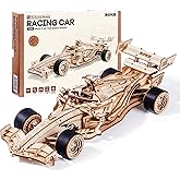 ROKR 3D Wooden Puzzle 1:18 Scale Formula Racing Cars for Adults, 5 Hour Build, Wind up Toys Model Car Kits for Adults to Buil