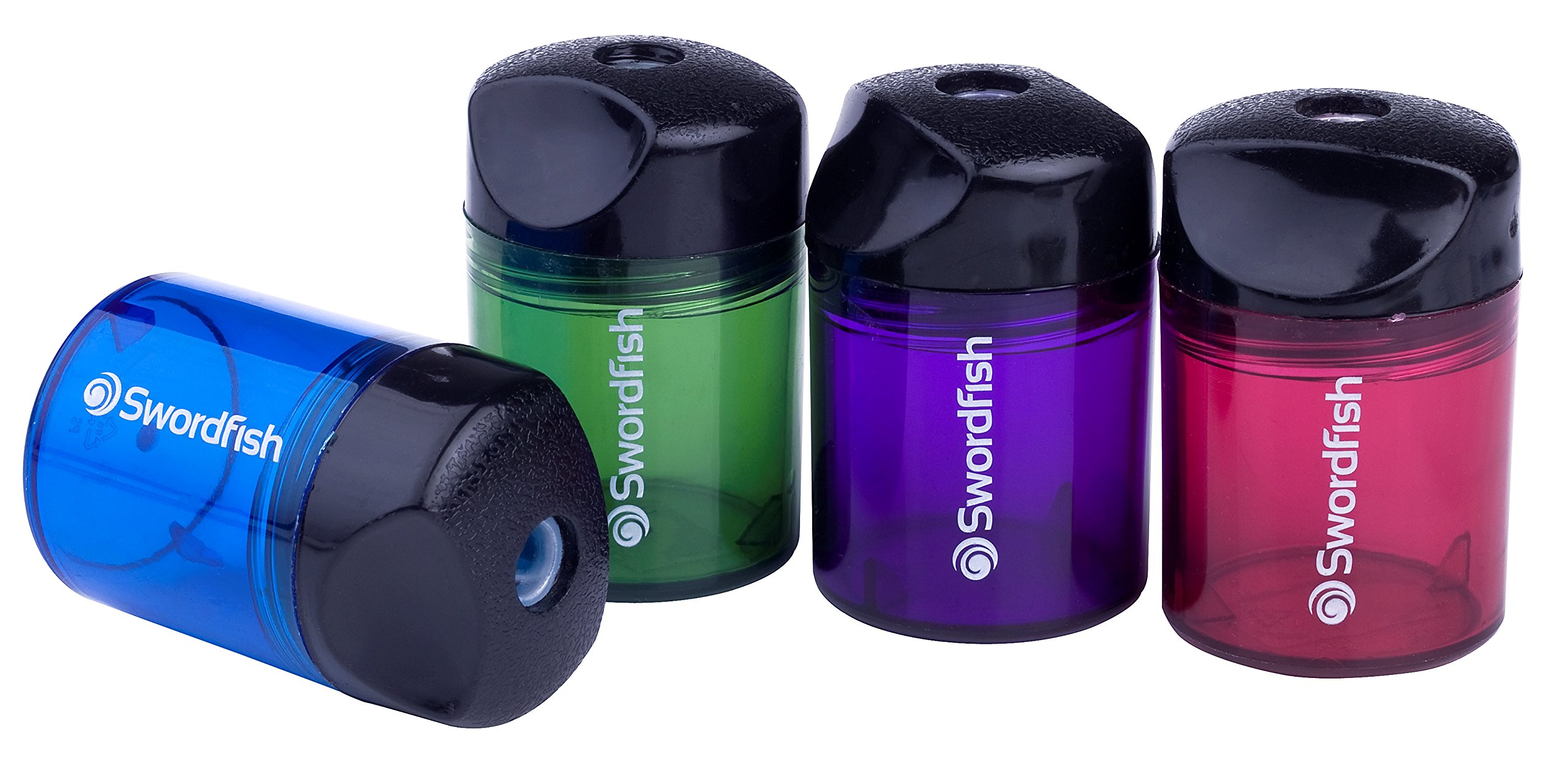 Swordfish ‘Canister’ Pencil Sharpener with Mess-Free Canister [Pack of 10] Assorted Colours [40032]