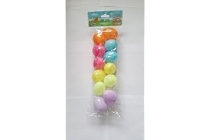 Set of 12 Pastel Yellow, Green, Pink, Blue, White Plastic Eggs 2.25 Inches