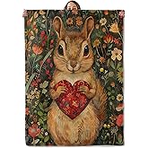 Squirrel Gifts, Squirrel with Heart Blanket for Adults Women Kids, 50x60 in, Cozy Fuzzy Warm Soft Throw Blankets for Bedroom, Camping, Couch, Decor