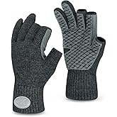 KastKing Bully Wooly 3-Cut Fingerless Wool Fishing Gloves, Cold Weather Warm Winter Gloves for Men & Women, Ice Fishing
