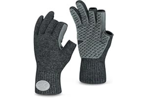 KastKing Bully Wooly 3-Cut Fingerless Wool Fishing Gloves, Cold Weather Warm Winter Gloves for Men & Women, Ice Fishing