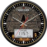 AIPEBANI Azan Clock with 8 Azan Sounds, Digital Prayer Time Display, Global City Pre-Programming, Qibla Direction, Daylight Saving, and LED Backlight &ndash; 13" Wall Clock Black