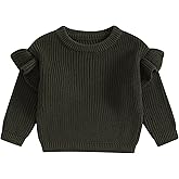 Mubineo Baby Girl Winter Clothes Basic Plain Cute Ruffle Sweater Toddler Kids Pullover Long Sleeve Newborn Sweaters