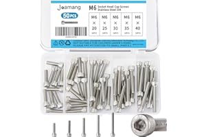 Joamang M6 x 20mm 25mm 30mm 35mm 40mm Socket Head Cap Screws Bolts, Stainless Steel 304, Metric Allen Hex Drive, Bright Finis