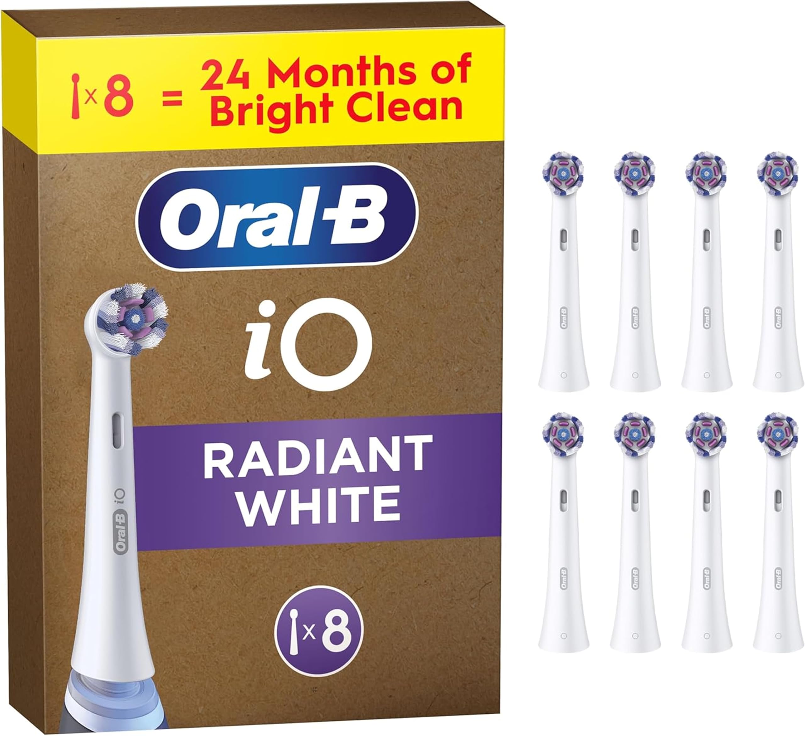 Oral-B iO Original Electric Toothbrush Heads, Radiant White - Pack of 8