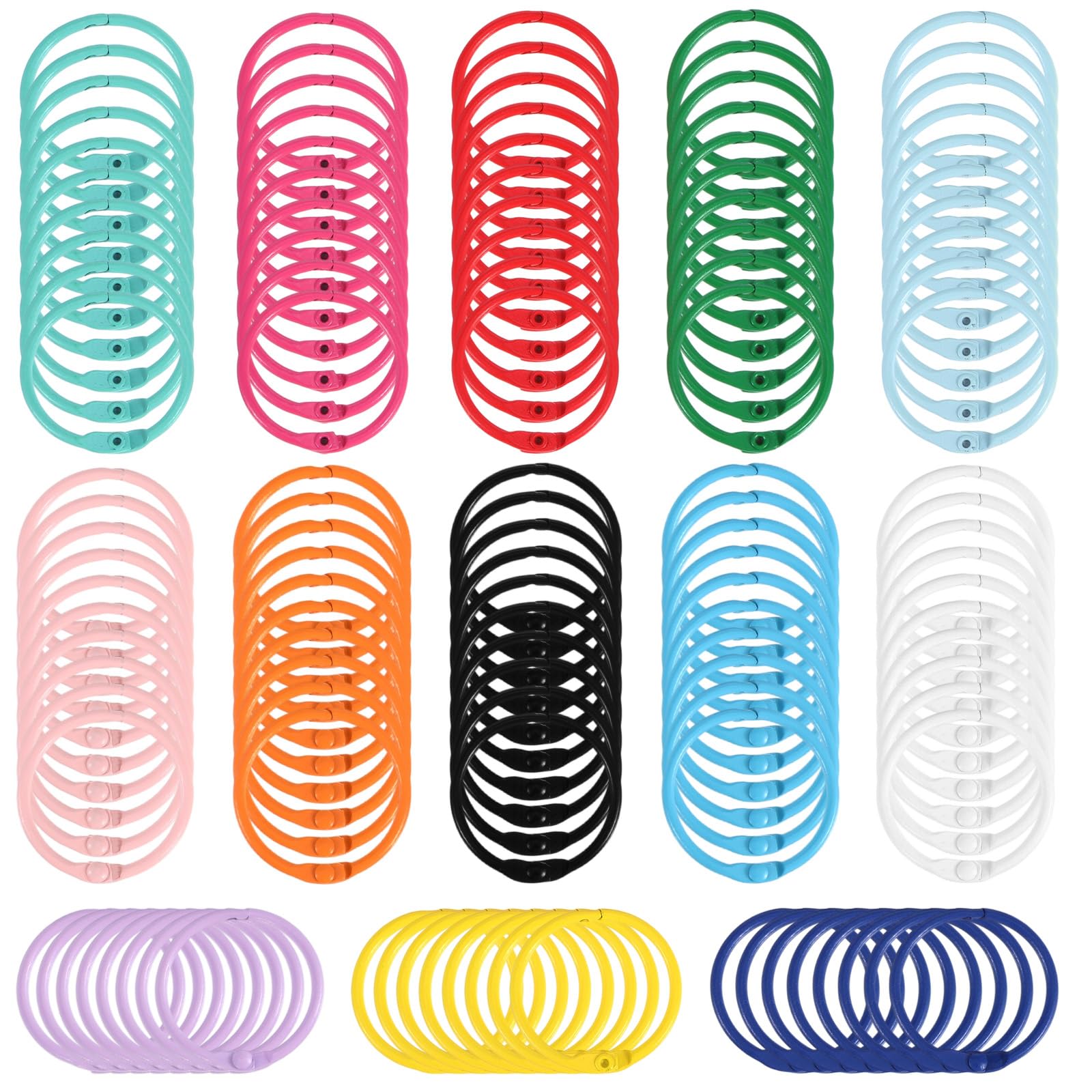 Photo 1 of 200PCS Loose Leaf Binder Rings, 1.2 Inch Metal Book Rings for Index Cards, Flashcards, Keychain Key Ring - Colorful Notebook Paper Ring for Learning Places, Office, Home Organization (13 Colors)