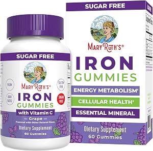 MaryRuth's Iron Gummies for 14+ with Vitamin C for Absorption | Sugar Free | Gummy Iron Supplement + VIT C | Energy Metabolis